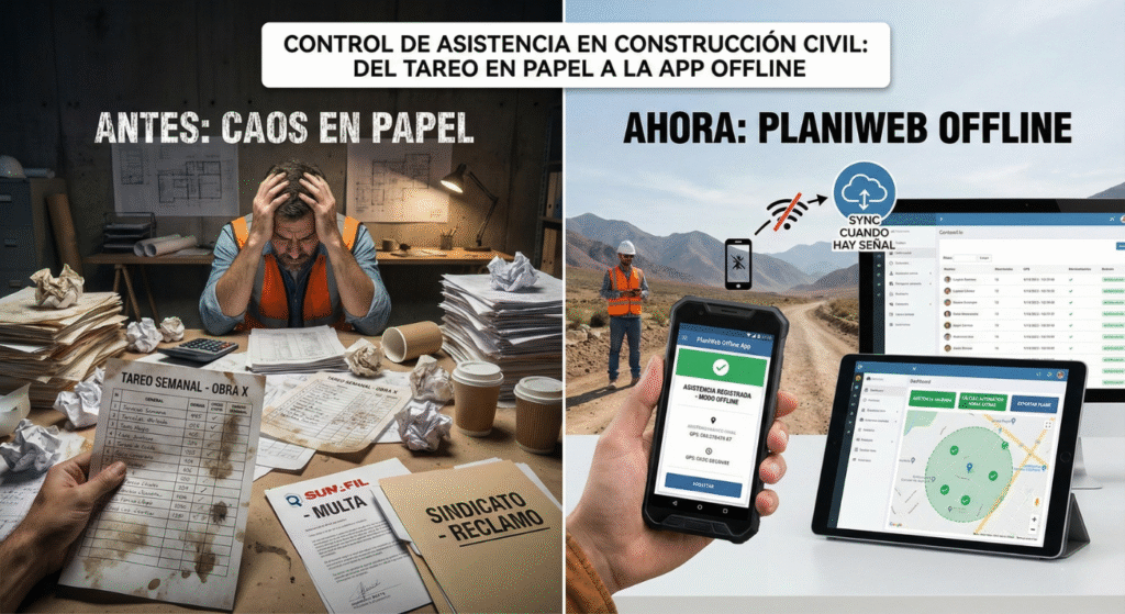 Control de Asistencia en Construcción Civil: Del Tareo en Papel a la App Offline